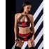 Сексуальный комплект с поясом для чулок Passion SCARLET SET red, Цвет: черно-красный, Размеры: S/M