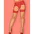 Чулки под пояс Obsessive LOVENTY STOCKINGS, Цвет: бежевый/красный, Размеры: S/M, изображение 2