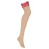 Чулки под пояс Obsessive LOVENTY STOCKINGS, Цвет: бежевый/красный, Размеры: S/M, изображение 4