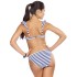 Полосатый купальник с чашкой пуш-ап Lorin L2438/2, Цвет: бело-синий, Размеры: 70B, изображение 2