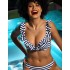Полосатый купальник с чашкой пуш-ап Lorin L2438/2, Цвет: бело-синий, Размеры: 70B, изображение 3