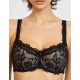 Бюстгальтер балконет с флок напылением Simona M 608 бархат черный/ серебристый пион, Цвет: бархат черный/пион, Размеры: 70G