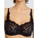 Бюстгальтер полумягкий с флок напылением Simona M 900 бархат черный / пион, Цвет: бархат черный/пион, Размеры: 75E
