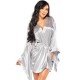 Атласный пеньюар с широкими рукавами Beauty Night SAMIRA PEIGNOIR SILVER, Цвет: серебрянный, Размеры: S/M/L