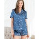 Атласная пижама с шортами Mia-Mella STARS 7072 синий, Цвет: синий, Размеры: 3XL