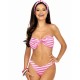 Полосатый купальник бандо Lorin L2425/2, Цвет: бело-розовый, Размеры: L