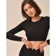 Кроп-топ с длинным рукавом MY MA965 nero, Цвет: черный, Размеры: L