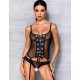 Соблазнительный корсет с открытыми трусиками Passion NESSY CORSET, Цвет: черный, Размеры: 2XL/3XL