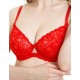 Кружевной мягкий бюстгальтер с флок напылением Simona M 484 бархат красный, Цвет: бархат красный, Размеры: 75C