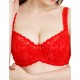 Бюстгальтер балконет с флок напылением Simona M 608 бархат красный, Цвет: бархат красный, Размеры: 80G