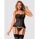 Корсет + стринги Obsessive SERENA LOVE CORSET, Цвет: черный, Размеры: XS/S