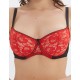 Кружевной мягкий бюстгальтер балконет Lina A 3069 черно-красный, Цвет: черно-красный, Размеры: 70C