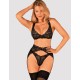 Кружевной комплект с поясом для чулок Obsessive DONNA DREAM SET, Цвет: черный, Размеры: XS/S