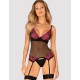 Сексуальный корсет + стринги Obsessive ROSENTY CORSET, Цвет: черный, Размеры: XS/S