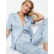 Атласная пижама с брюками Aruelle ESSY, Цвет: голубой, Размеры: S