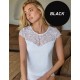 Футболка из хлопка и кружева Janira BELLE COTTON 1040131 black, Цвет: black (черный), Размеры: M