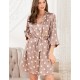 Атласный халат в горох Mia-Mella JULIA PRINT 7073 кофейный, Цвет: кофейный горошек, Размеры: XS