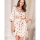Атласный халат в горох Mia-Mella JULIA PRINT 7073 ванильный, Цвет: ванильный горошек, Размеры: 2XL/3XL