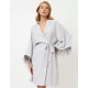 Халат-кимоно с перьями Aruelle BRIGITTE GREY, Цвет: светло-серый, Размеры: XS