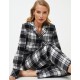Фланелевая пижама со штанами Aruelle JOAN, Цвет: черный/белый, Размеры: 2XL
