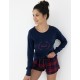 Хлопковая пижама с шортами Sensis CLARISSA, Цвет: темно-синий, Размеры: M