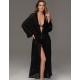 Длинный пляжный халат Mia-Amore SEYCHELLES 5387 черный, Цвет: черный, Размеры: 4XL/5XL
