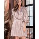 Атласный халат в полоску Mia-Mella JULIA PRINT 7073 кофейный, Цвет: кофейный полоска, Размеры: 2XL/3XL