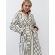 Полосатый женский халат Aruelle LANA, Цвет: кремовый/чёрный, Размеры: M