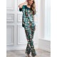 Комплект из шелка топ и брюки Mia-Amore EMERALD 3744, Цвет: изумрудный, Размеры: S