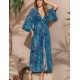 Длинный пляжный халат Mia-Amore TROPICAL ISLAND 2363, Цвет: синий, Размеры: 2XL/3XL