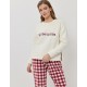 Тёплый домашний комплект Aruelle CLARISSE SET, Цвет: светло-бежевый/красный, Размеры: XS
