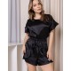 Атласная пижама с рюшами Mia-Amore GIGI 2345 черный, Цвет: черный, Размеры: 2XL