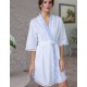 Хлопковый халат кимоно с вышивкой Mia-Mia HELENE 16193 с голубым, Цвет: белый с голубым, Размеры: M