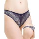 Трусы стринги биколорное кружево Simona M 003 синий-серебро, Цвет: синий-серебро, Размеры: L