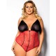 Эротическое черно-красное боди Gorgeous plus size FOSCO, Цвет: черно-красный, Размеры: XL/2XL