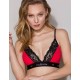 Хлопковый топ с кружевом Passion PS001 TOP RED-BLACK, Цвет: черно-красный, Размеры: S