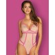 Соблазнительное боди Obsessive NUDELIA TEDDY розовый, Цвет: розовый, Размеры: S/M