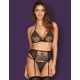 Сексуальный комплект с поясом Obsessive UNIQUELLA SET, Цвет: черный, Размеры: S/M