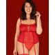 Красный корсет + стринги Obsessive BLOSSMINA CORSET, Цвет: красный, Размеры: 6XL/7XL
